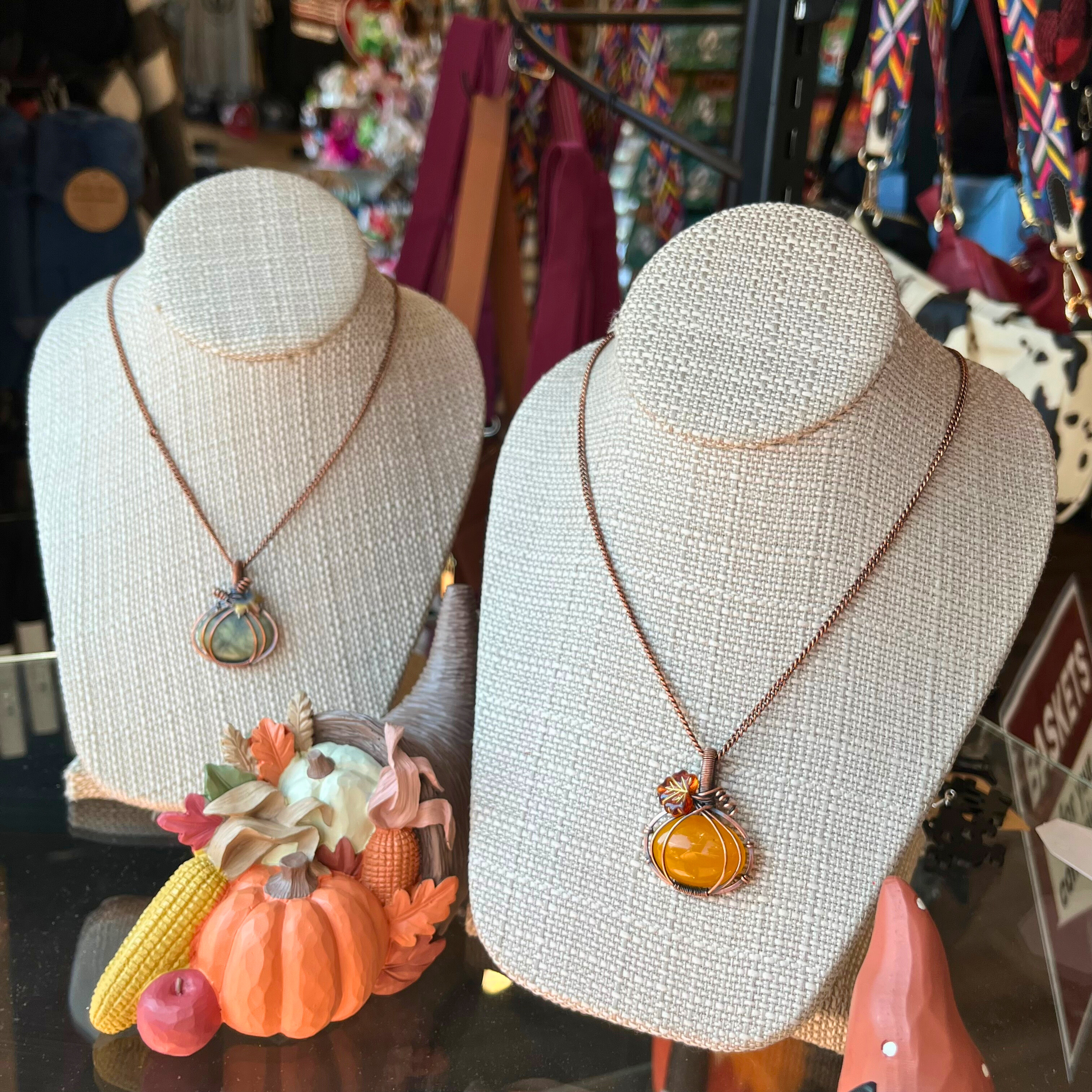 hand blown glass necklaces at Anna's